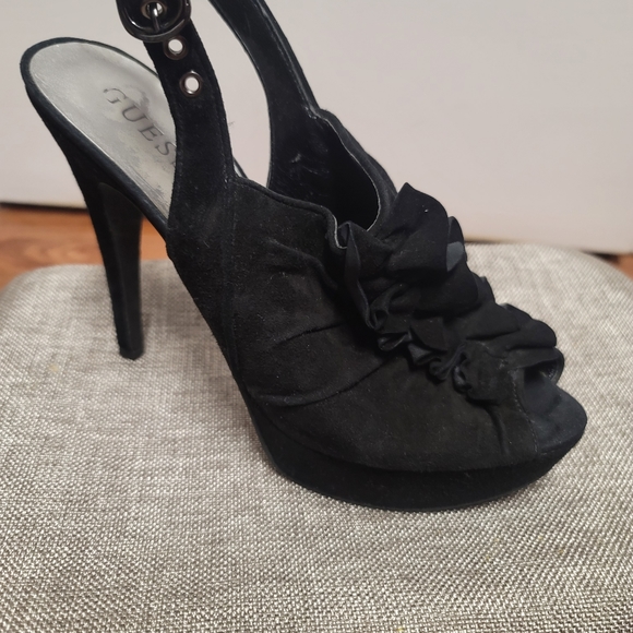 Guess suede slingback peeptoe platform stilettos - Picture 4 of 4